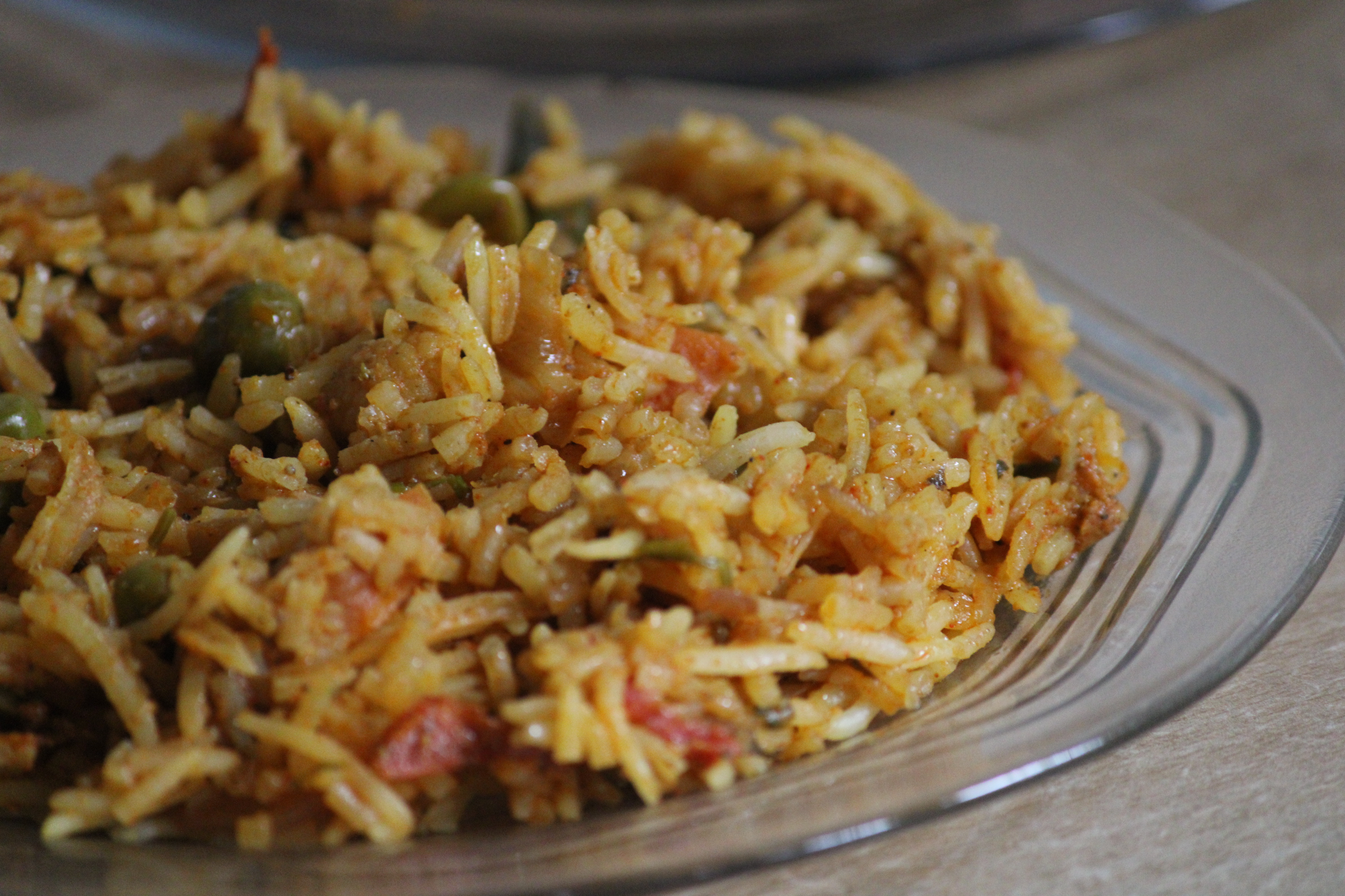 Vegetable biryani; a photographed serving suggestion.